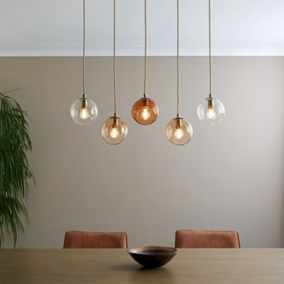 Branco 5 Light Antique Brass Pendant Bar