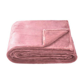Brand Lab Fleece Plain Blanket Blush Pink (200cm x 150cm)