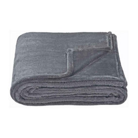 Brand Lab Fleece Plain Blanket Charcoal (200cm x 150cm)