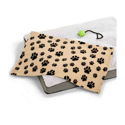 Brand Lab Paw Print Polar Fleece Dog Blanket Light Brown (100cm x 80cm)