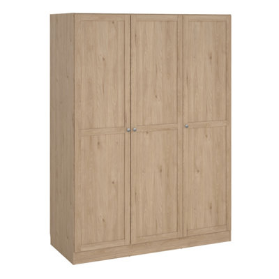 Brande Wardrobe with 3 Frame Doors in Jackson Hickory Oak