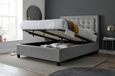 Brandon Grey Fabric Ottoman Bed Double