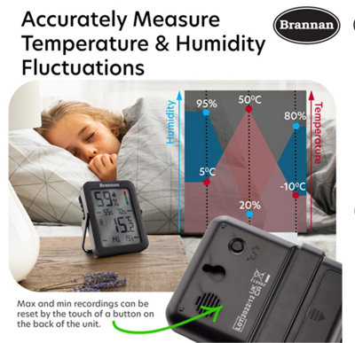 Brannan Indoor Max Min Thermometer and Hygrometer - Accurate Room ...