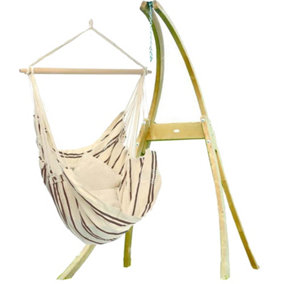 Brasil Hanging Chair Wood Stand Set Cappacuino