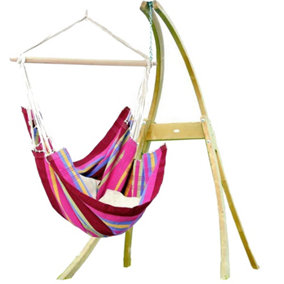 Brasil Hanging Chair Wood Stand Set Grenadine