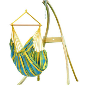 Brasil Hanging Chair Wood Stand Set Lemon