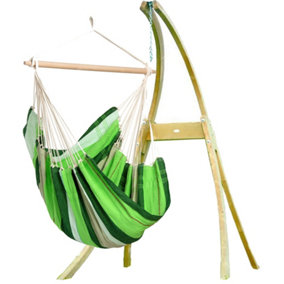 Brasil Hanging Chair Wood Stand Set Oliva