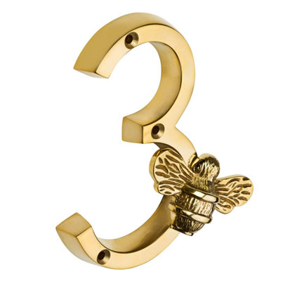 Brass bee Premium House Numbers with Bee in Brass Finish 0-9 - 4 Inch ...