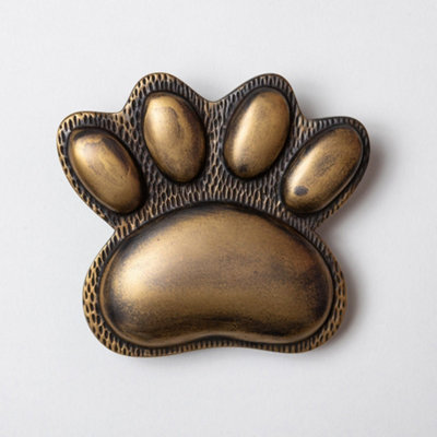 Brass Dog/Cat PAW Door Knocker - Heritage Finish