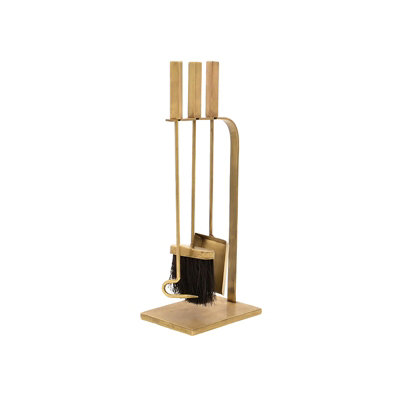 Brass Fireside Companion Set Square H50Cm W20.5Cm