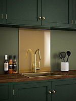 Brass Glass Kitchen Self Adhesive Splashback 600 x 750mm