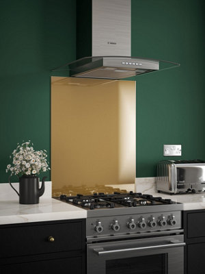 Brass Glass Kitchen Self Adhesive Splashback 600 x 750mm - 3