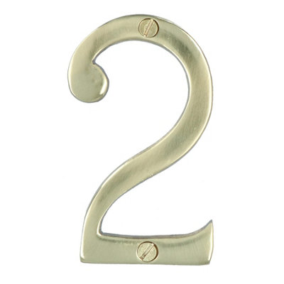 Brass House Number 2 Door Sign 70mm Plaque Street Home Address Mail Letter