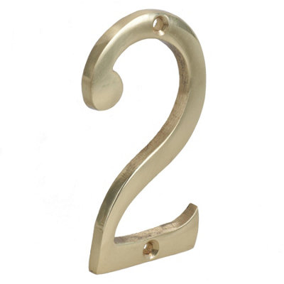 Brass House Number 2 Door Sign 70mm Plaque Street Home Address Mail Letter