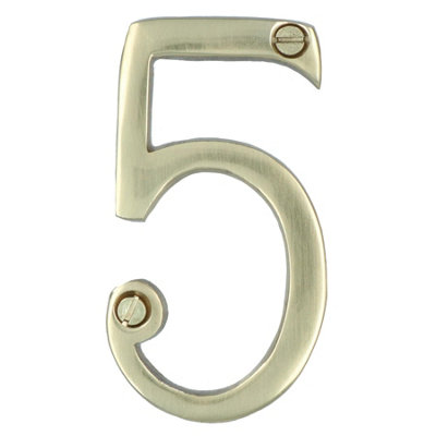 Brass House Number 5 Door Sign 70mm Plaque Street Home Address Mail Letter