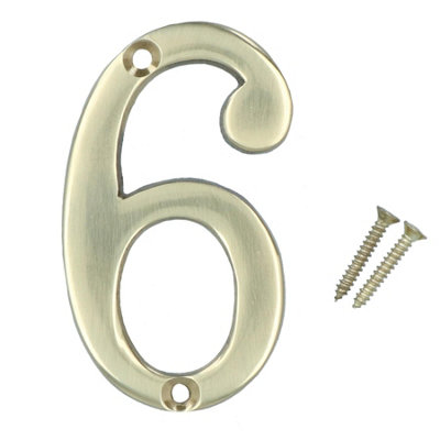 Brass House Number 6 Door Sign 70mm Plaque Street Home Address Mail Letter