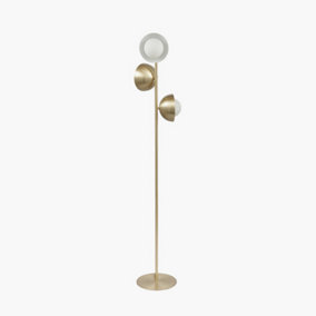Brass Metal and White Orb Dome Floor Lamp