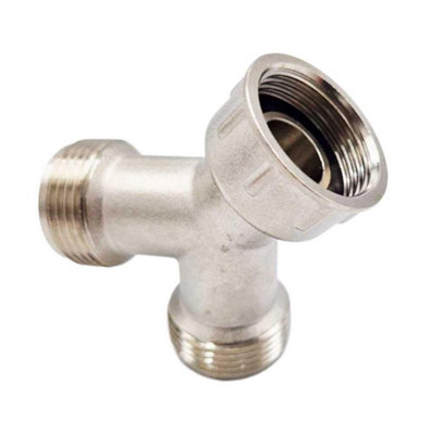 Brass Metal Washing Machine Y Piece 3/4 Splitter 2 Way Hose Connector 3/4 - 4
