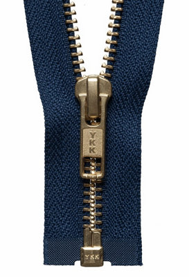 BRASS O/END ZIP 51CM - Brass Metal Open End Zip: 51cm: Navy - YKK