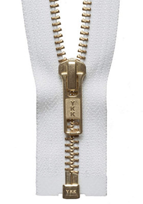BRASS O/END ZIP 71CM - Brass Metal Open End Zip: 71cm: White - YKK