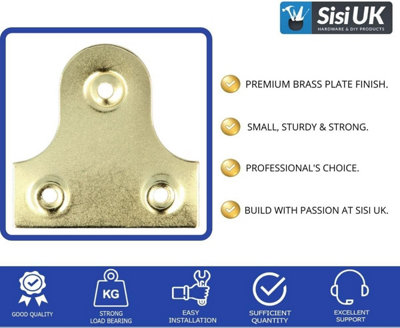 Brass Picture Hanging Plates 32mm Plain Mirror Glass Frame Hanging Fixing Plates Frame Hanger Bracket Photo Frame Mirror Canvasx10