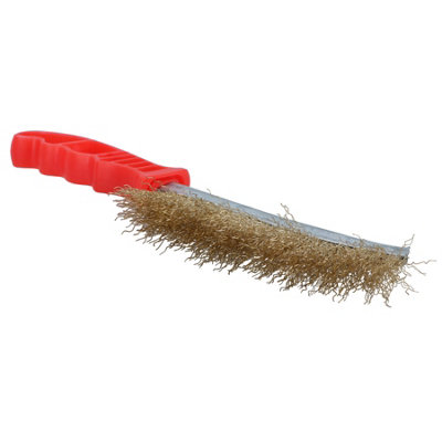 Brass Plated Crimped Wire Rust Removal Cleaning Hand / Spid Brush 10 Pack