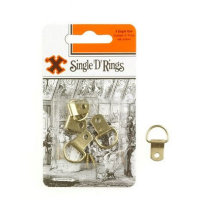 Brass Plated Single Hole D-Rings for Picture Hanging, Pack of 4 ...