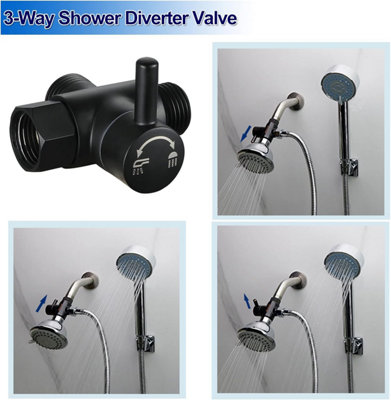 3-Way Shower Diverter Valve – G1/2 Universal Fit, ABS Polished, Switch Between Handheld & Fixed Shower Heads
