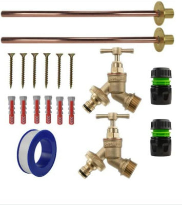 Brass Snap-On Bib Tap Outdoor Basic Tap Kit 2 with Black/Green Hose ...