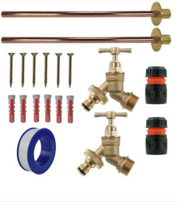 Brass Snap-On Bib Tap Outdoor Basic Tap Kit 2 with Black/Orange Hose ...