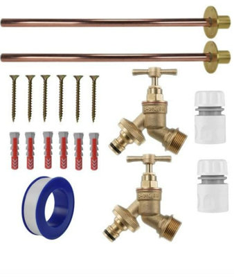 Brass Snap-On Bib Tap Outdoor Basic Tap Kit 2 with White Line Hose ...