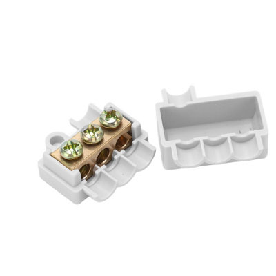 Brass Splitter Wire Connector: 1 Input,3 Outputs,Quick Wiring Terminal Block for Ceiling Lamps,60A 400V,Pack of 10