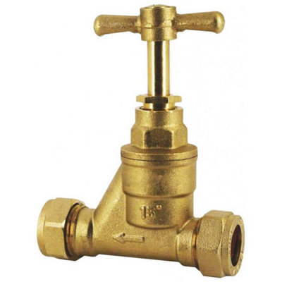 Brass Stopcock 15mm Compression Shut Off Valve BS1010