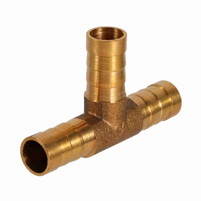 Brass T Piece 3 Way Fuel Hose Joiner Connector 10mm For Compressed Air Oil Gas Pipe