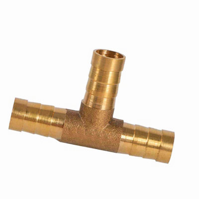 Brass 3-Way Tee Hose Barb Fitting - 16mm (5/8") - 10mm (3/8") - 16mm (5/8") For Fuel Or Liquid Lines
