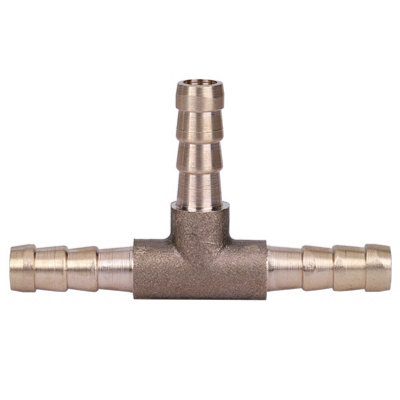 Brass T Piece 3 Way Fuel Hose Joiner Connector 6mm For Compressed Air Oil Gas Pipe