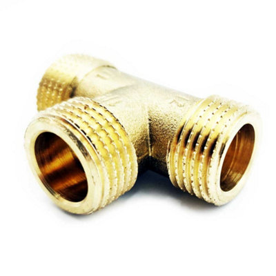 Brass T Shape Water Fuel Pipe Male Tee Adapter Connector 1/2 inch Thread