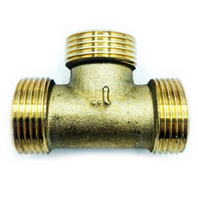 Brass T Shape Water Fuel Pipe Male Tee Adapter Connector 1 inch BSP Thread