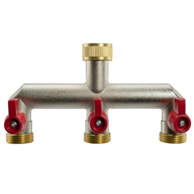 Brass Three-Way Tap Splitter 3/4