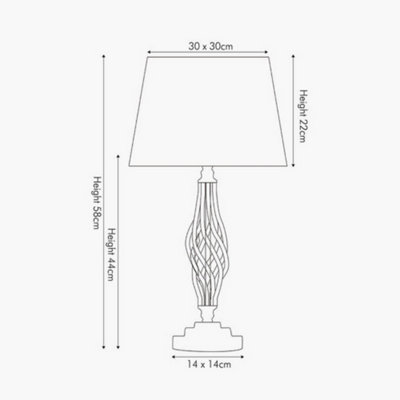 Brass Twist Base Table Lamp With Champagne Polysilk Shade