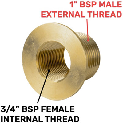 Brass Water Butt Connector 1" BSP Male to 3/4" BSP Female with 34mm HSS ...