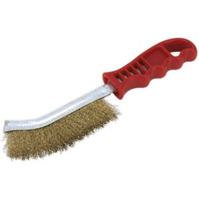 Brassed Steel Wire Brush - Curved Composite Handle - Rust Removal Brush