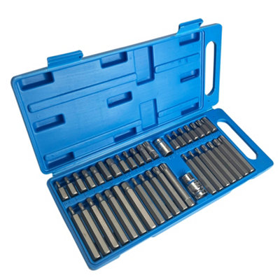 Brave Tools Mechanics 40 Pieces Hex Torx Star & Spline Bit Socket Set 3/8" & 1/2" Drive Long & Short Reach Sockets Bits