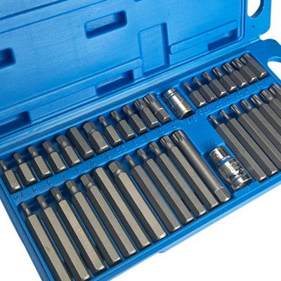 Brave Tools Mechanics 40 Pieces Hex Torx Star & Spline Bit Socket Set 3/8" & 1/2" Drive Long & Short Reach Sockets Bits