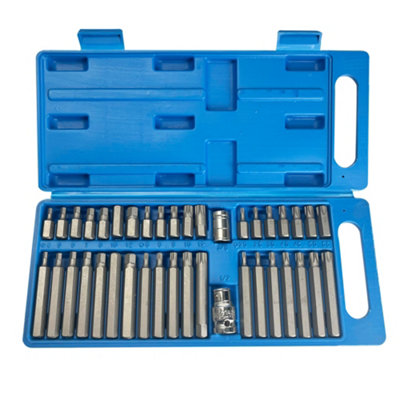 Brave Tools Mechanics 40 Pieces Hex Torx Star & Spline Bit Socket Set 3/8" & 1/2" Drive Long & Short Reach Sockets Bits