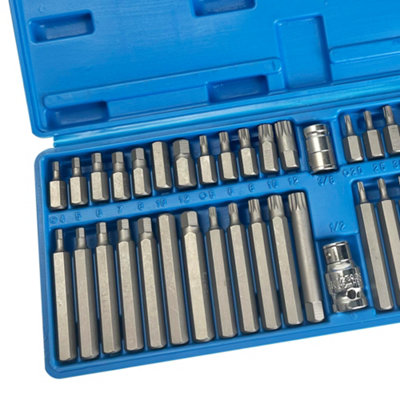 Brave Tools Mechanics 40 Pieces Hex Torx Star & Spline Bit Socket Set 3/8" & 1/2" Drive Long & Short Reach Sockets Bits