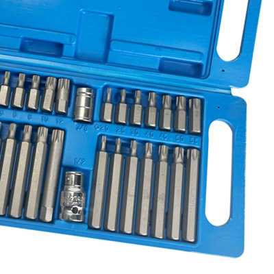 Brave Tools Mechanics 40 Pieces Hex Torx Star & Spline Bit Socket Set 3/8" & 1/2" Drive Long & Short Reach Sockets Bits