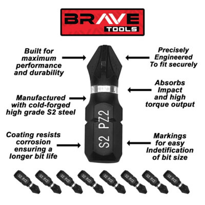 Brave Tools PH2 Impact Drill Driver Screwdriver 26pc Bits Set Magnetic ...