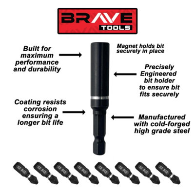 Brave Tools PH2 Impact Drill Driver Screwdriver 26pc Bits Set Magnetic ...