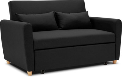 Bravich Black 2 Seater Sofa Bed Double, Pull Out Sofa Bed, Compact with